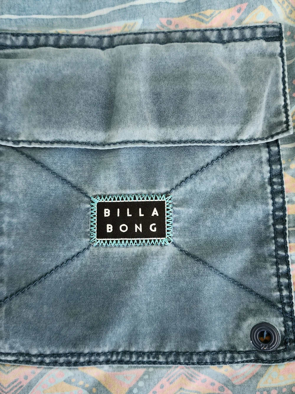 Billabong Recycler Sundays Layback Swim Trunks Blue/Orange Geometric
